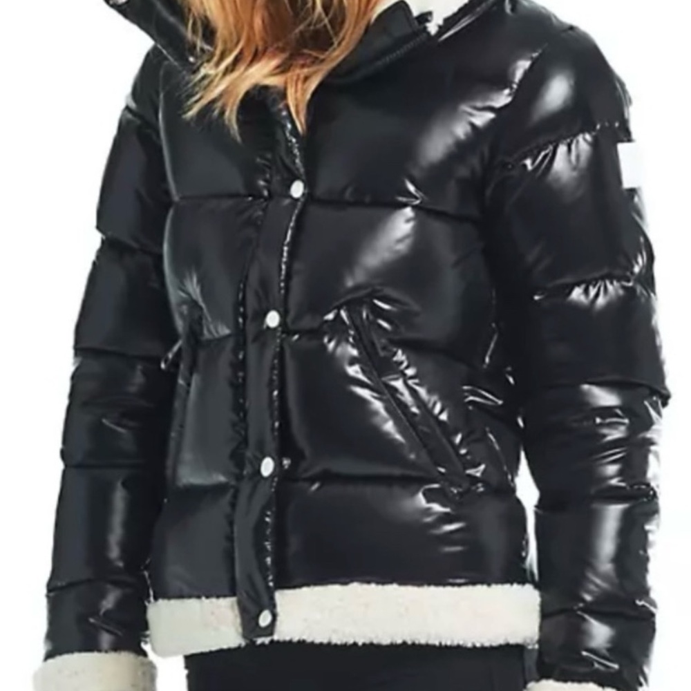 Sam gigi shearling-trimmed shell puffer